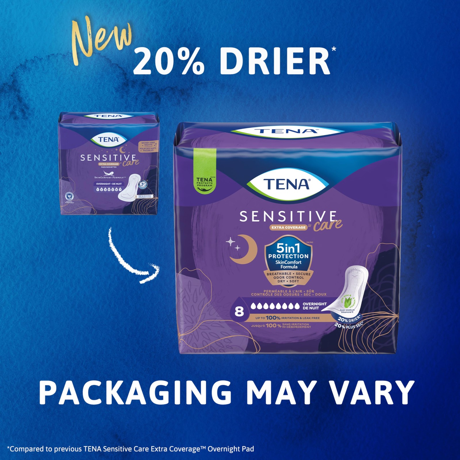 TENA Sensitive Care Incontinence Pads, Bladder Control, Extra Coverage, White