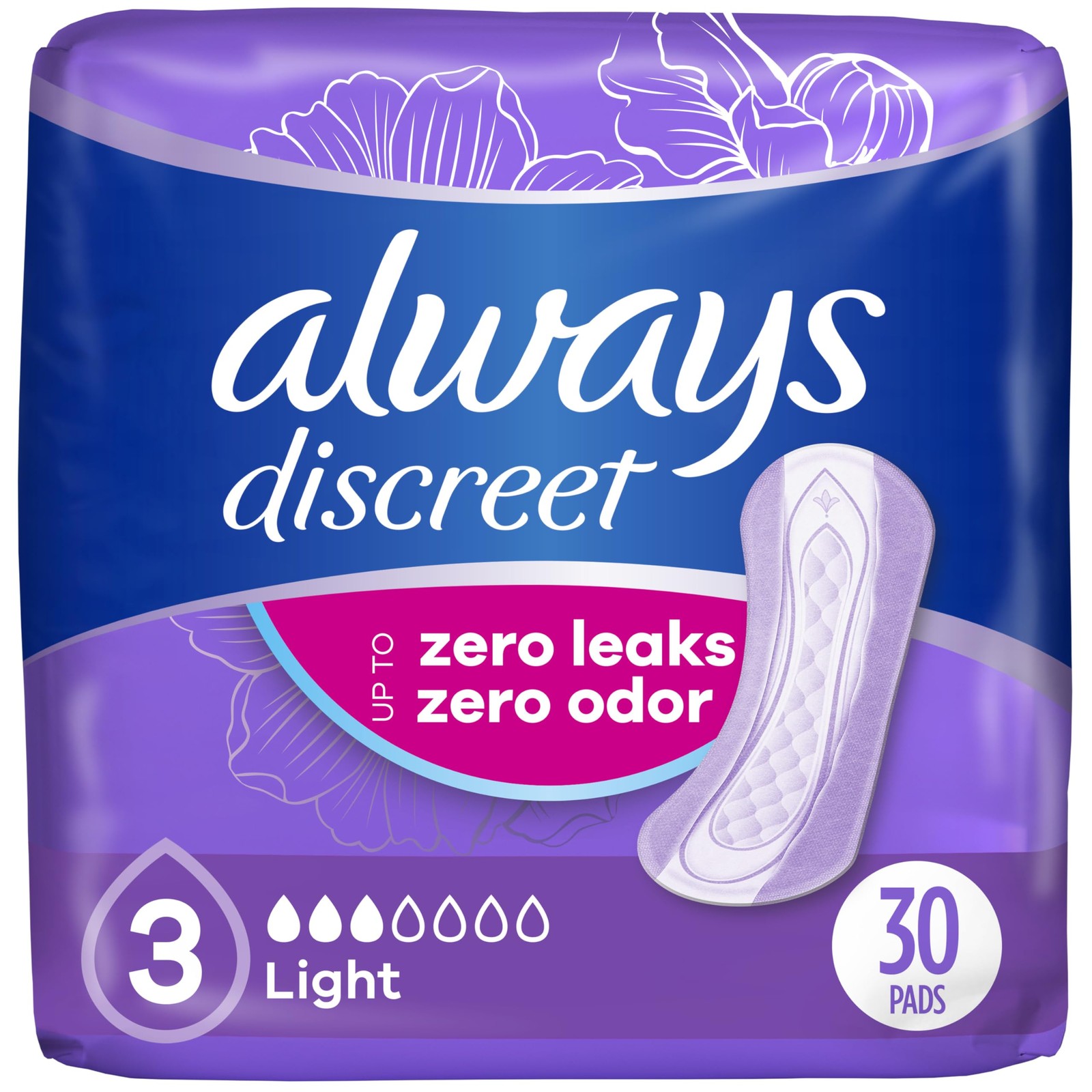 Adult Incontinence Pads for Women, Drier, 3 Drop Regular Length, Light Absorb…