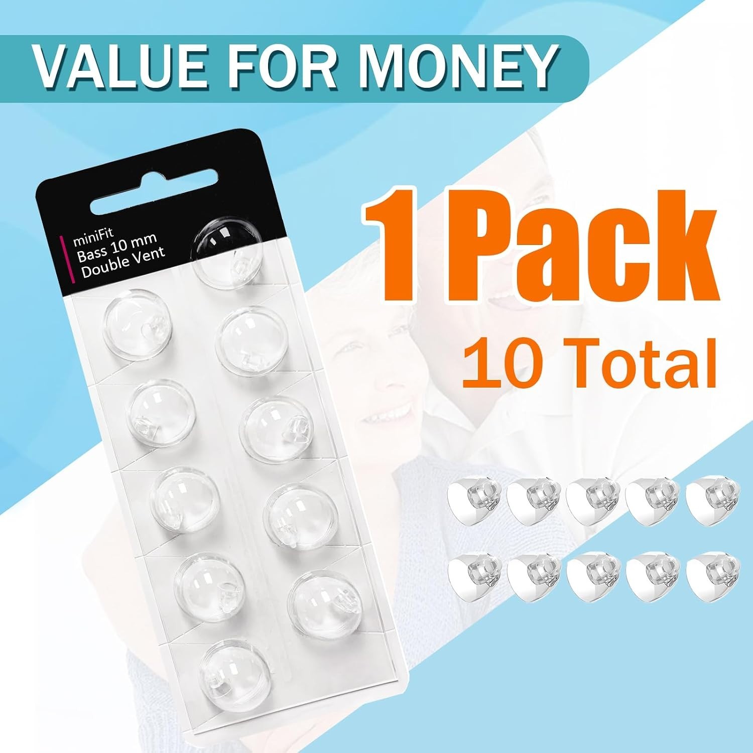 Universal Compatibility 10mm Double Vent Hearing Aid Domes—10 Pack for Oticon