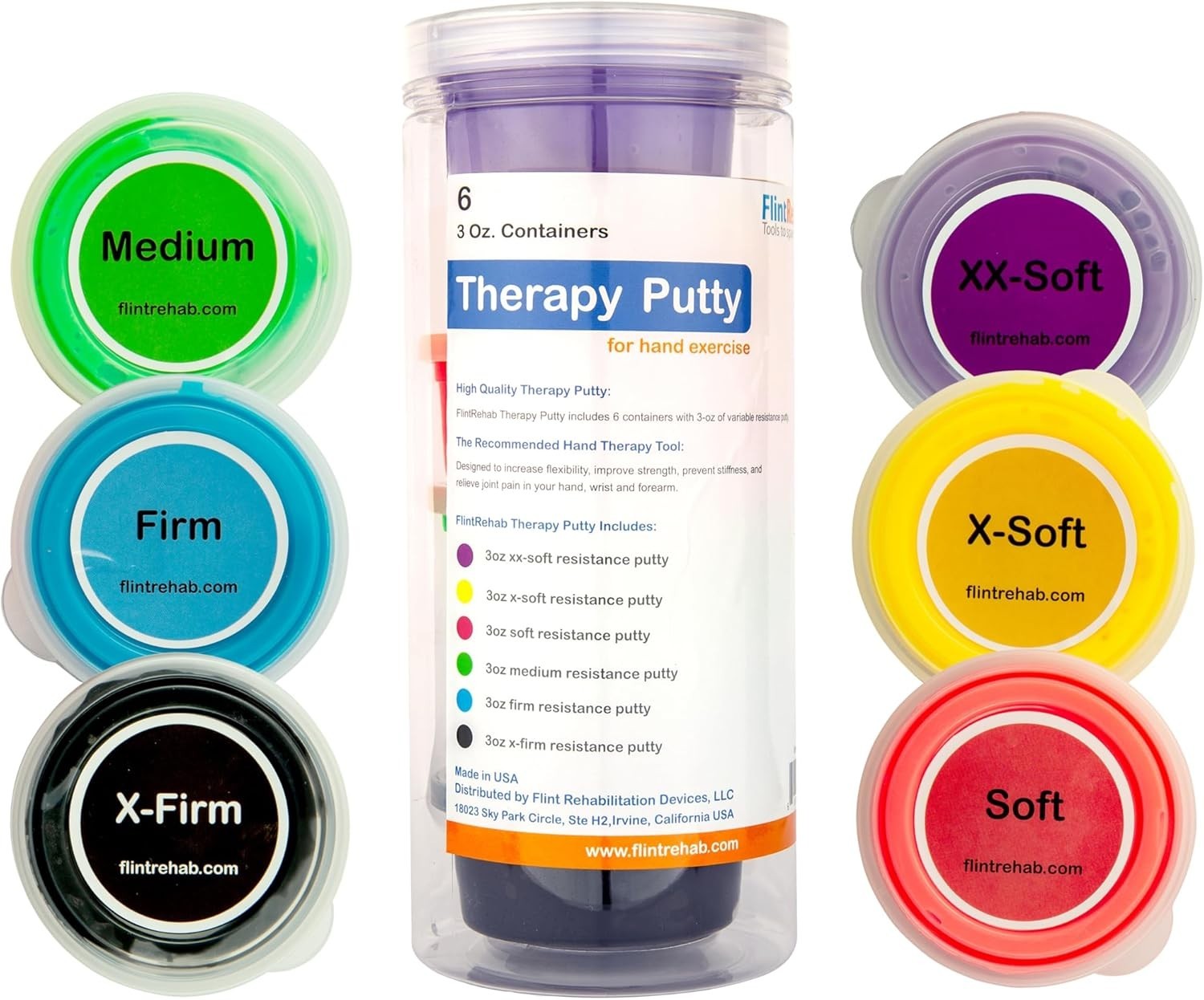 Tailored Therapy Putty for Kids & Adults – 6 Color-Coded Putty Set for Rehab