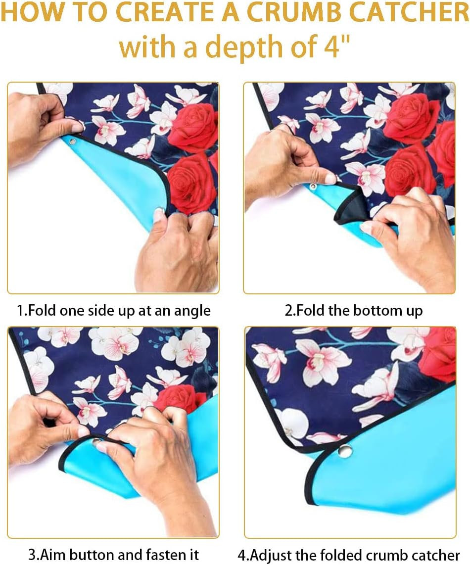 Adult Bibs for Elderly Women, Reusable Large Adult Bib for Eating with Snaps, Fe