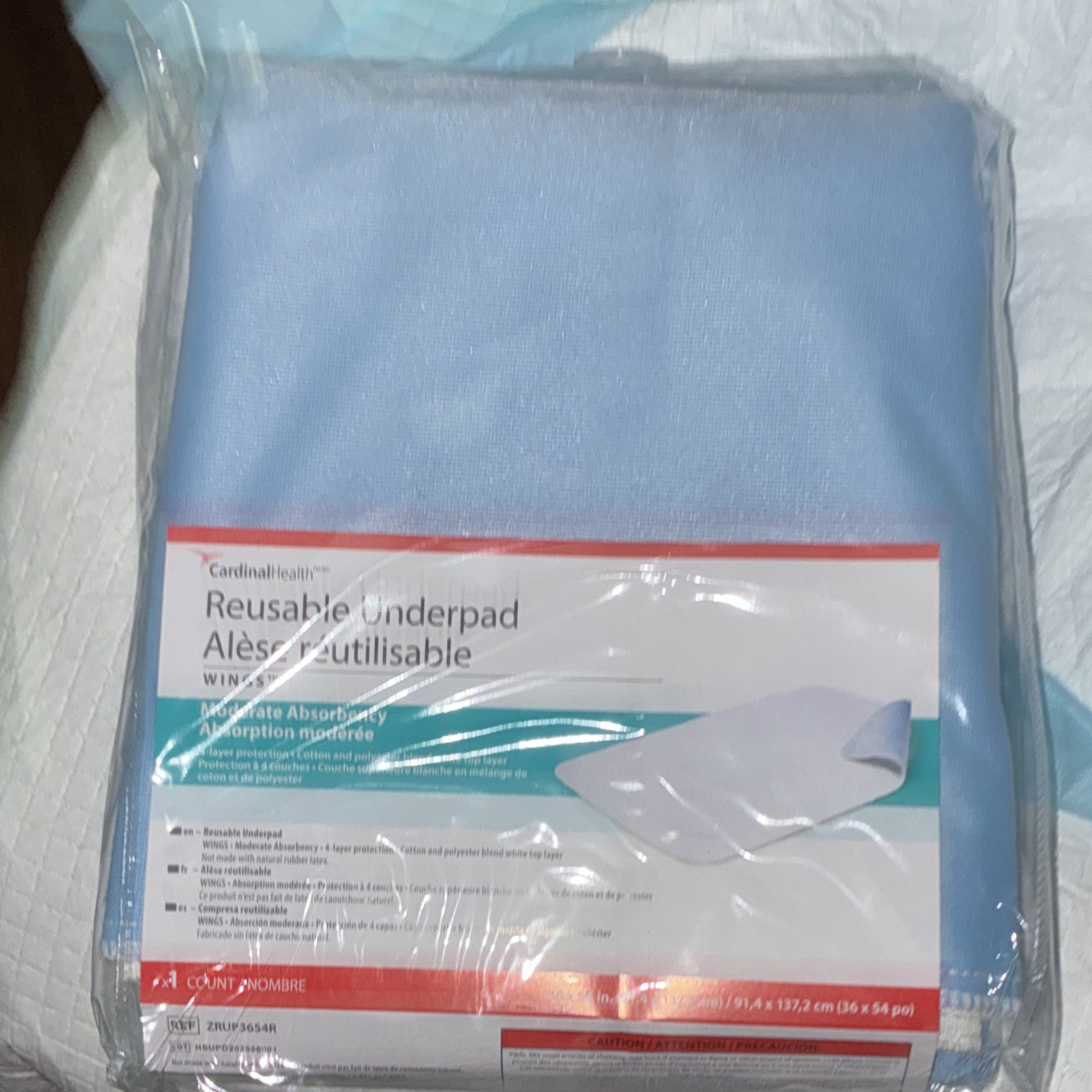 Cardinal Health Reusable Underpad 36 x 54 in Moderate Absorbency Blue