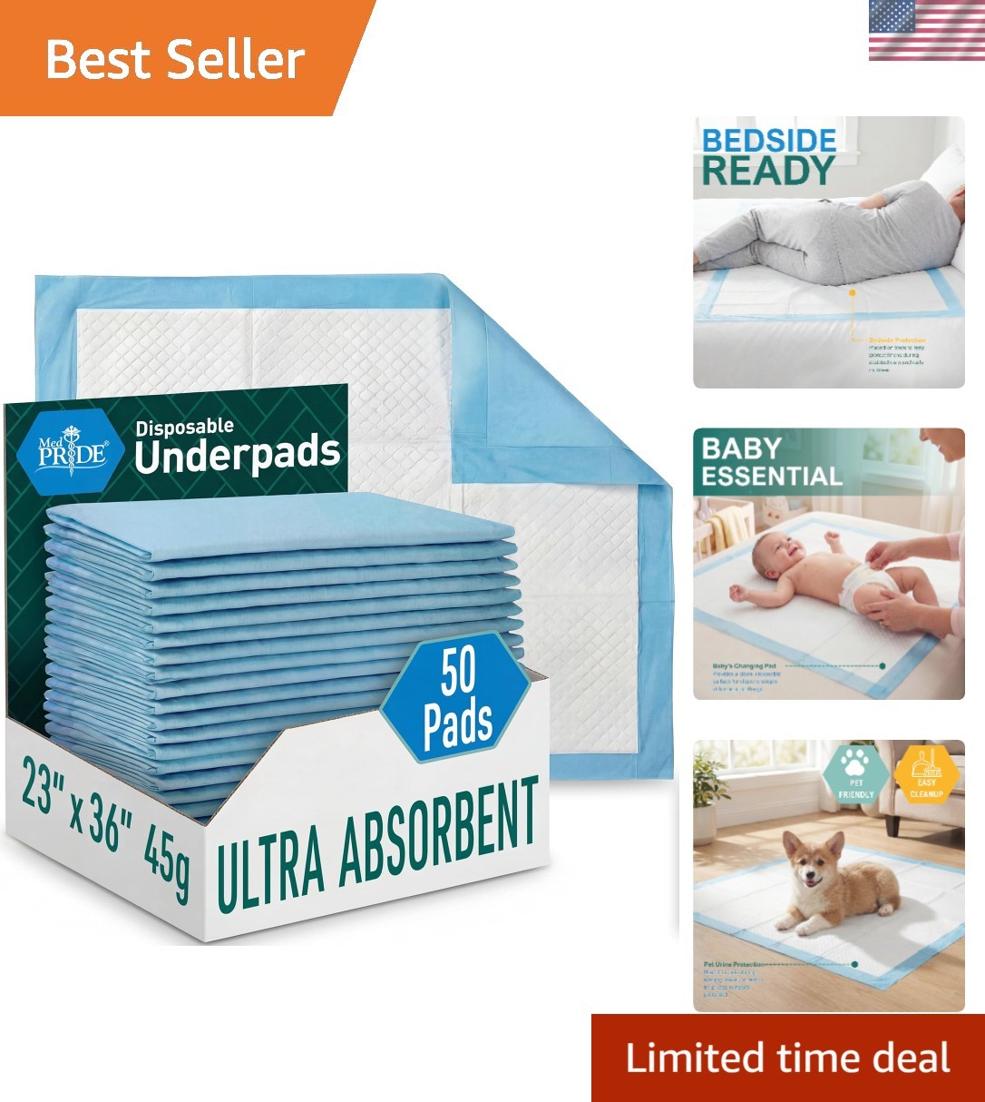 Disposable Chux Pads 23in X 36in, Super Absorbent Bed Pads for Incontinence, …