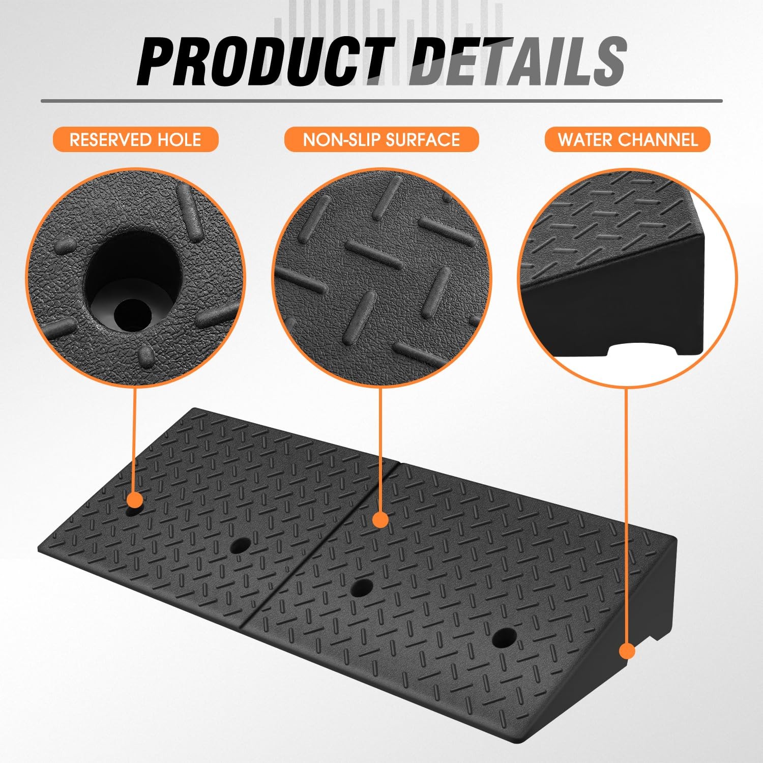 DNA Motoring 5.7″ Rise Rubber Curb Ramp Heavy Duty Driveway Threshold 4000lbs