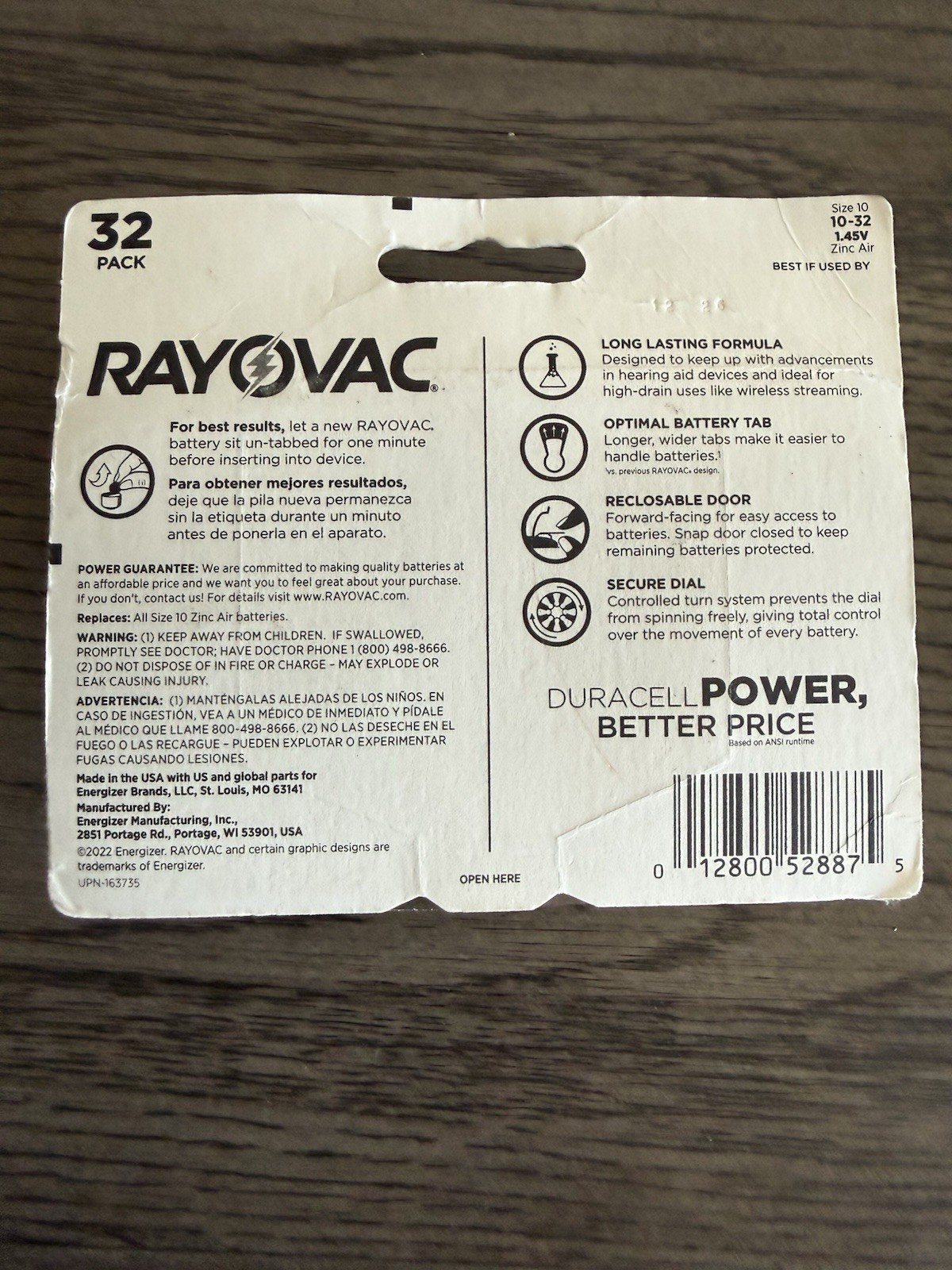 Rayovac Size 10 Hearing Aid Batteries (32 Pack) Batteries Best By 12/26 New
