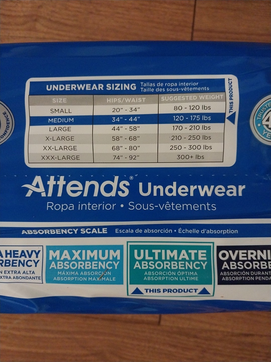 Attends Adult Pull Up On Underwear Diapers 20 Count Size Medium 34″-44″