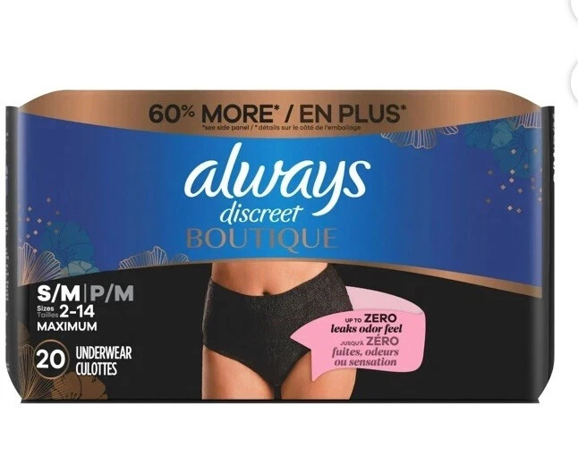 Always Discreet Boutique Incontinence & Postpartum Underwear For Women S/M