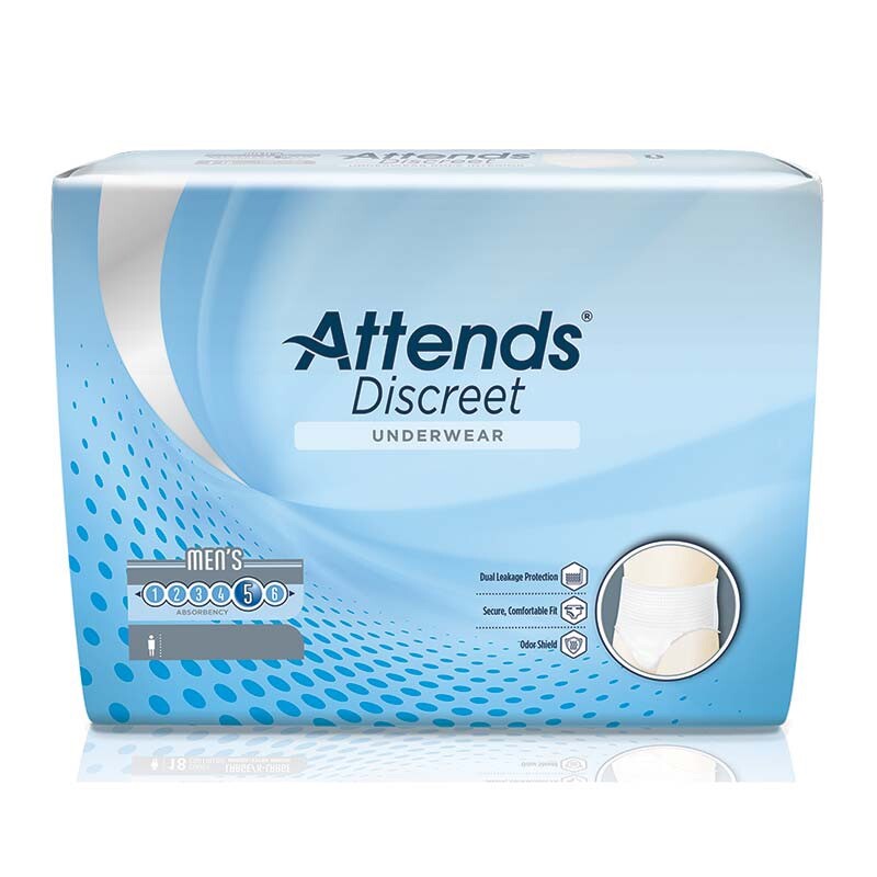 Attends Discreet Men’s Underwear, Level 5, Small / Medium