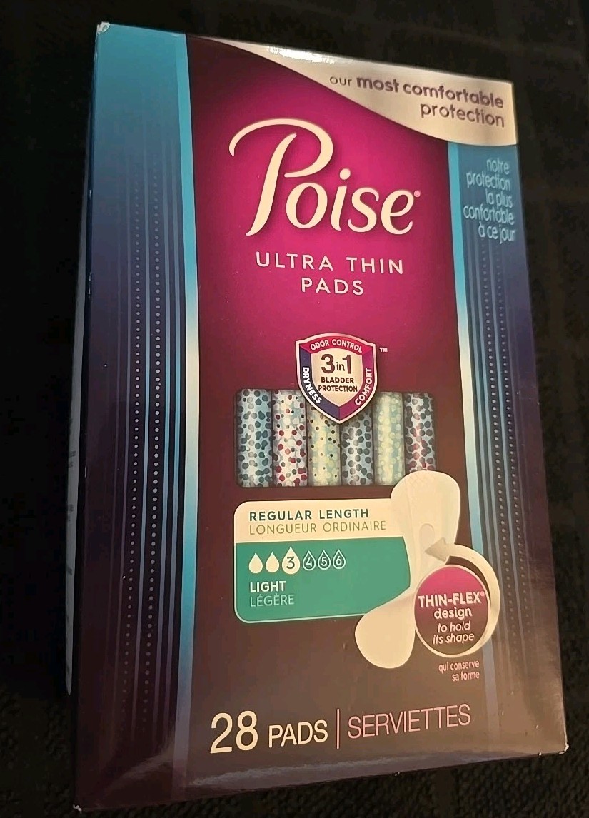 Poise Ultra Thin Pads Regular Length Light 28 Pads (YY40)