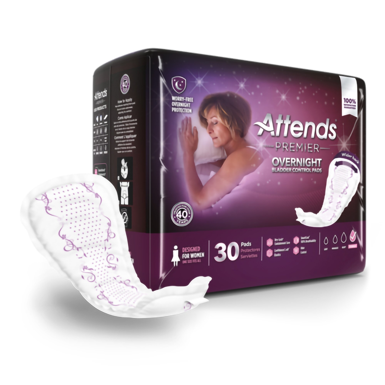 Attends Incontinent Pad 15″ L Overnight 120 Ct