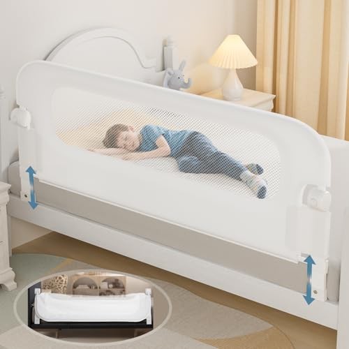 Extra Tall Bed Rail for Toddlers 70in Swing Down White
