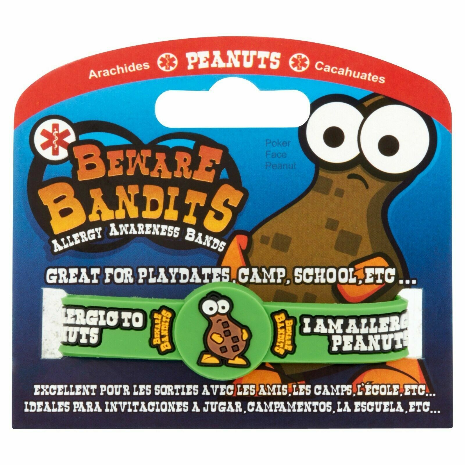 NEW Beware Bandits PEANUTS KIDS Allergy Awareness Wrist Bands