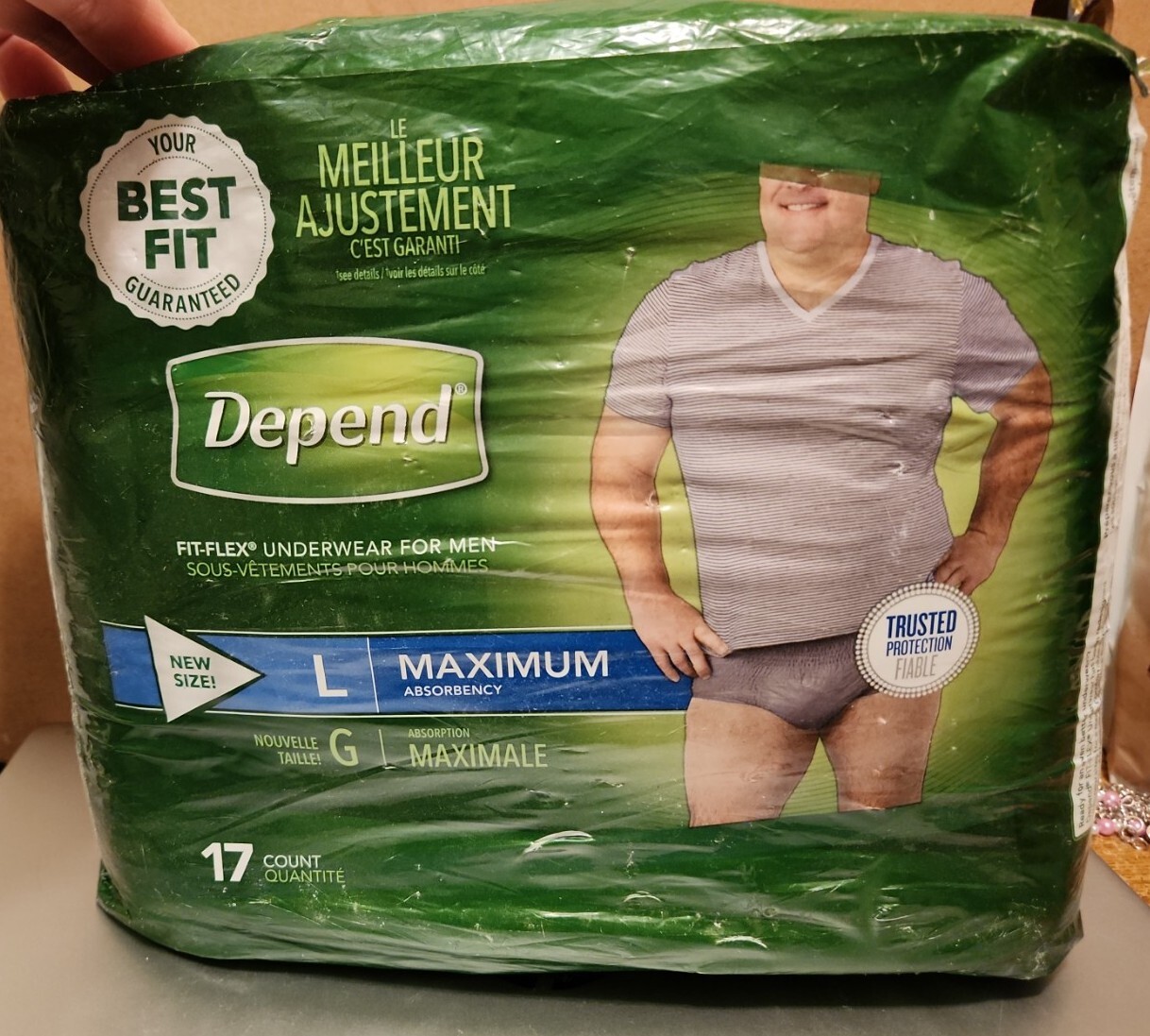Depend Fit-Flex Incontinence Underwear for Men Size L – 17ct. x 2 Packs