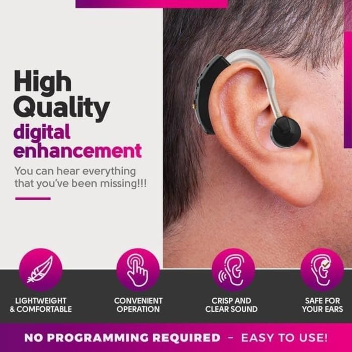 Digital Hearing Amplifiers with Crystal Clear Sound – Lightweight Black Set