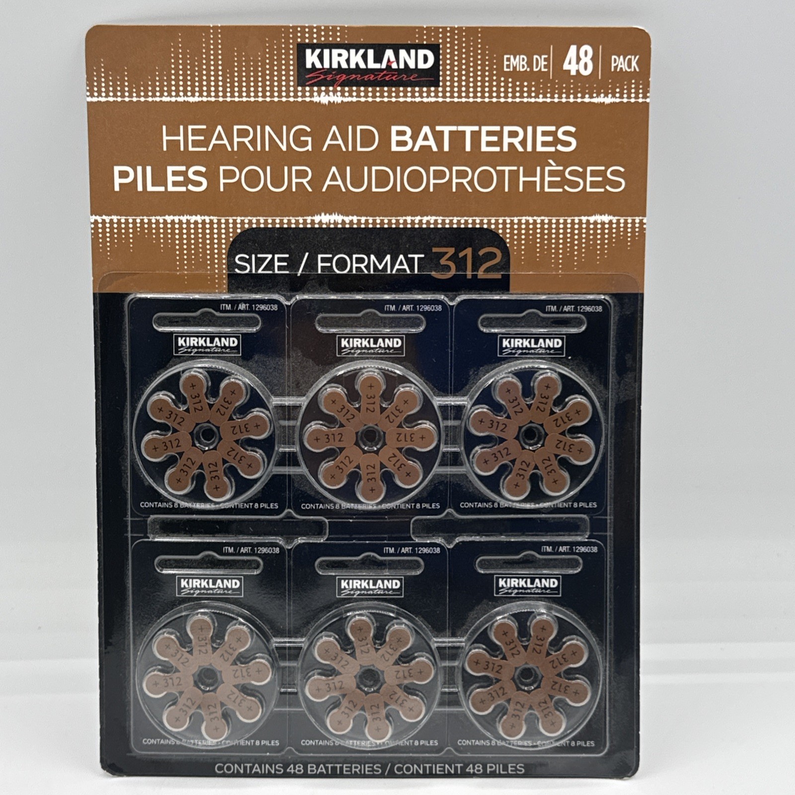 Hearing Aid Batteries Kirkland Signature Size/Format 312, 1.45 Volt, 48 Pack
