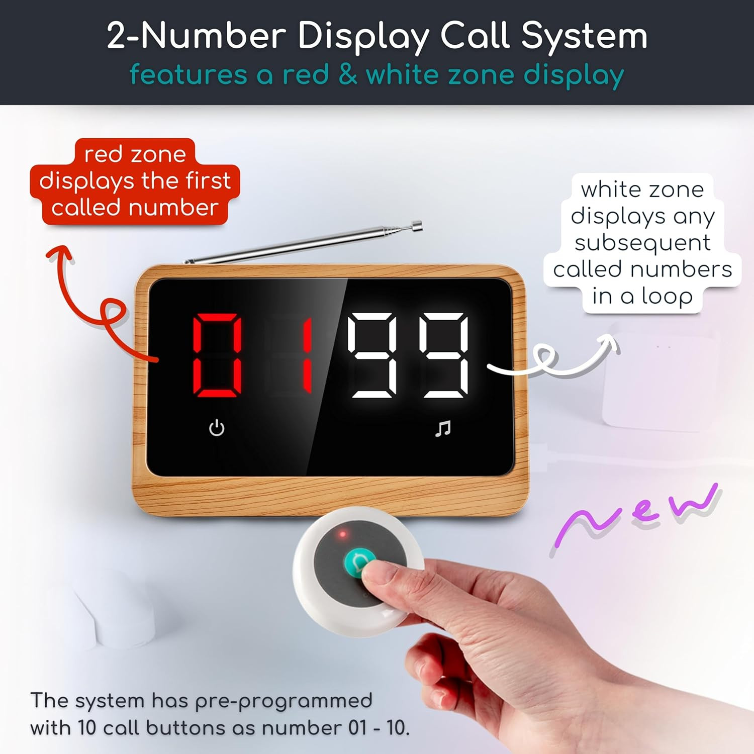 Wireless Call Light System with Call Buttons for Elderly at Home, Clinic, Assist