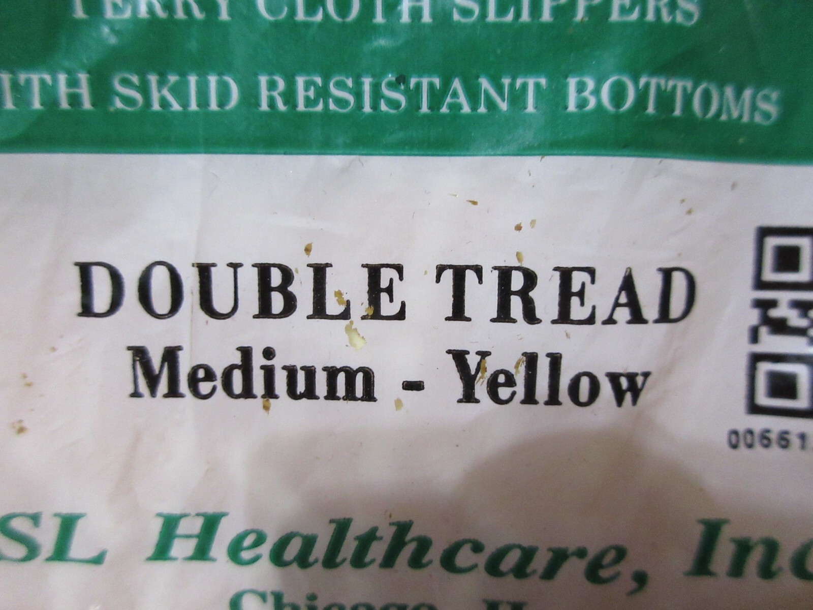 Patient Sock Double Tread Slipper, Medium Yellow Terry Cloth w/ Skid Resistant