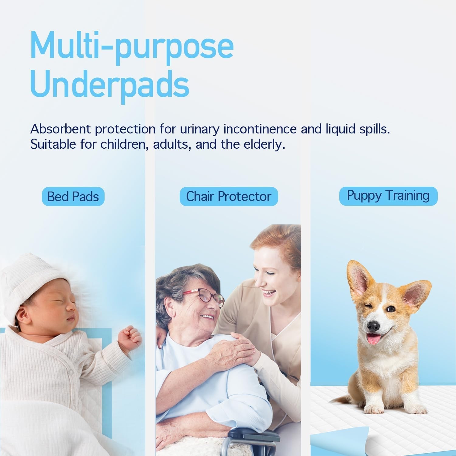 100 Count Disposable Bed Pads, 17″x24″, Highly Absorbent Incontinence Protection