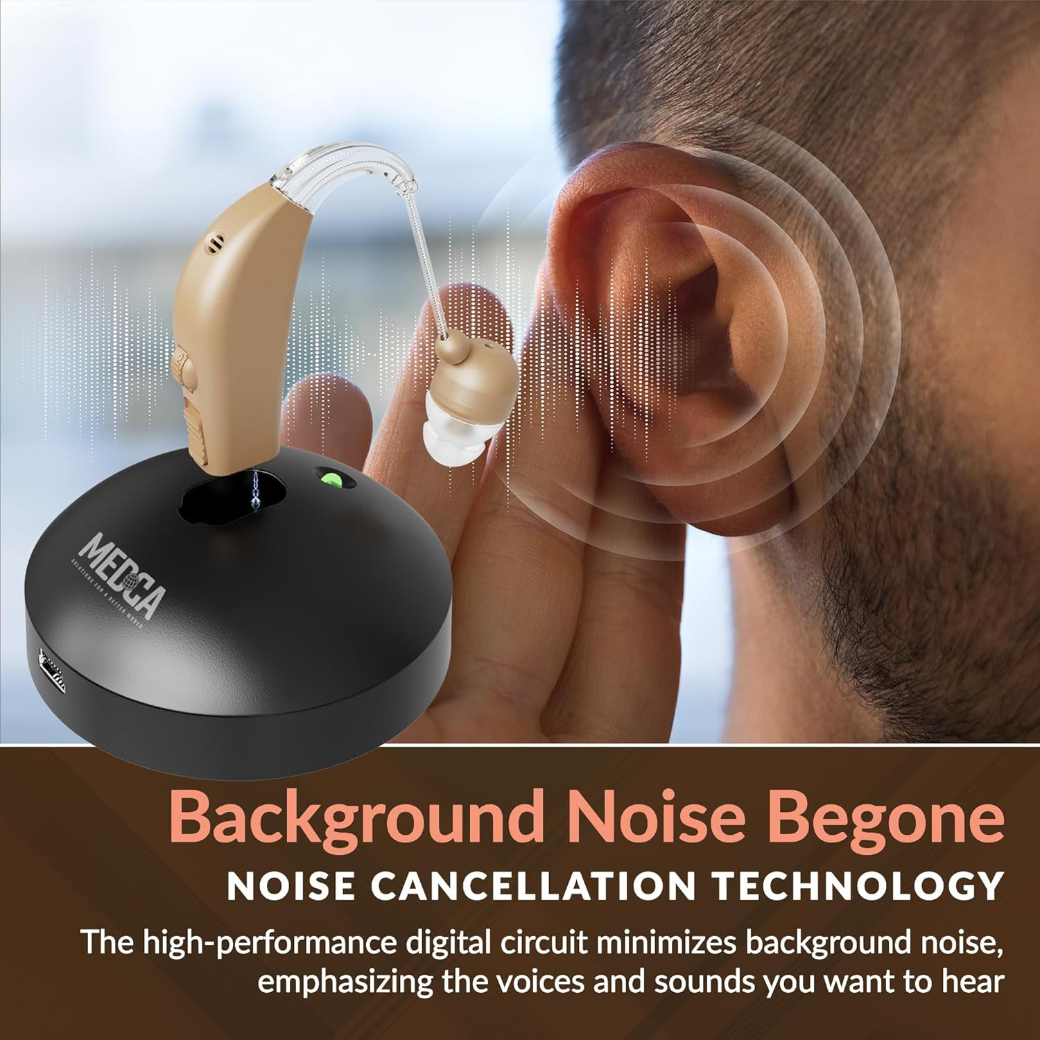 Rechargeable Ear Hearing Amplifier – Sound Amplifier with Rapid Charger – Skin
