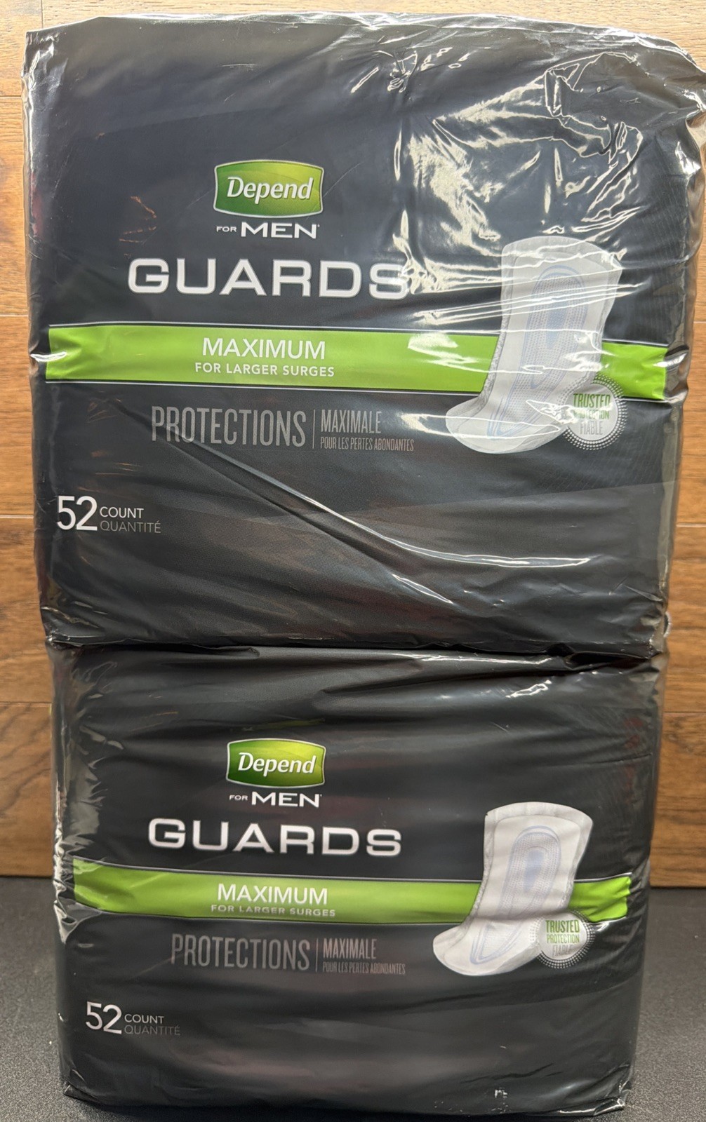 2 Depend Men’s Incontinence Bladder Control Guards Max Absorbency 52 Count Each