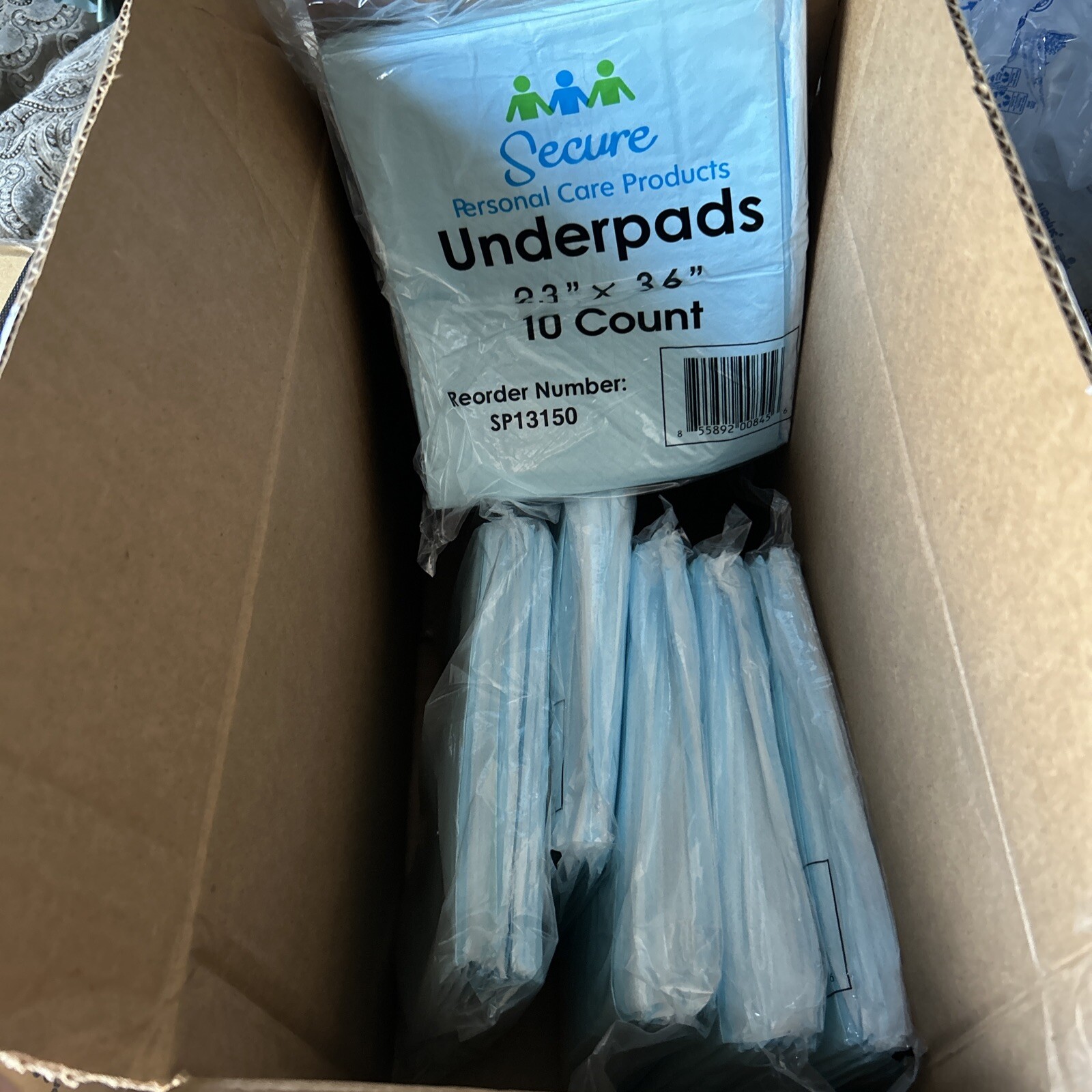 Secure Personal Care SP13150 Underpads 60 Count 23in x 36in Dog Pee Pads Puppy