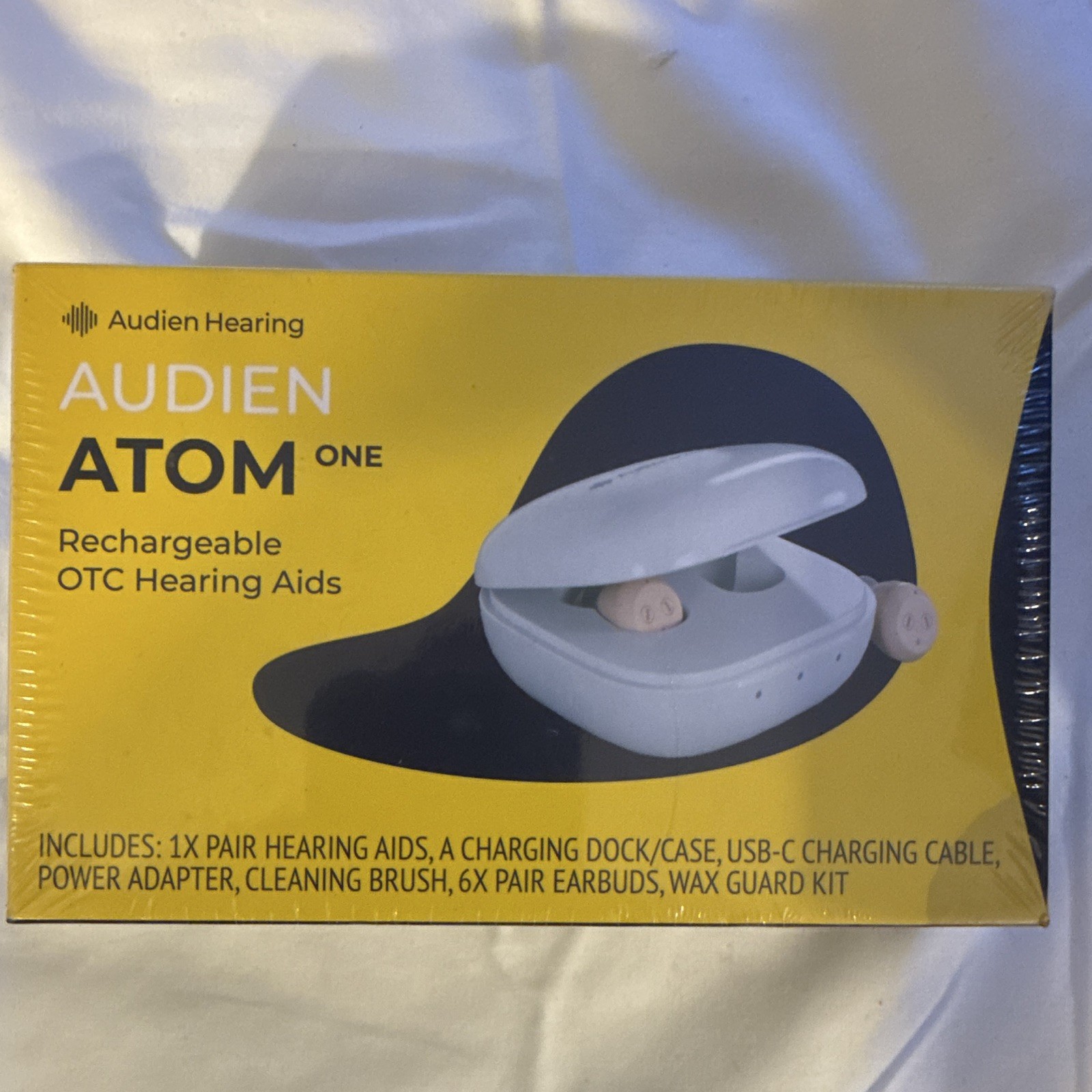 Audien Hearing Atom One OTC Rechargeable CIC Hearing Aids w/ Charging Case
