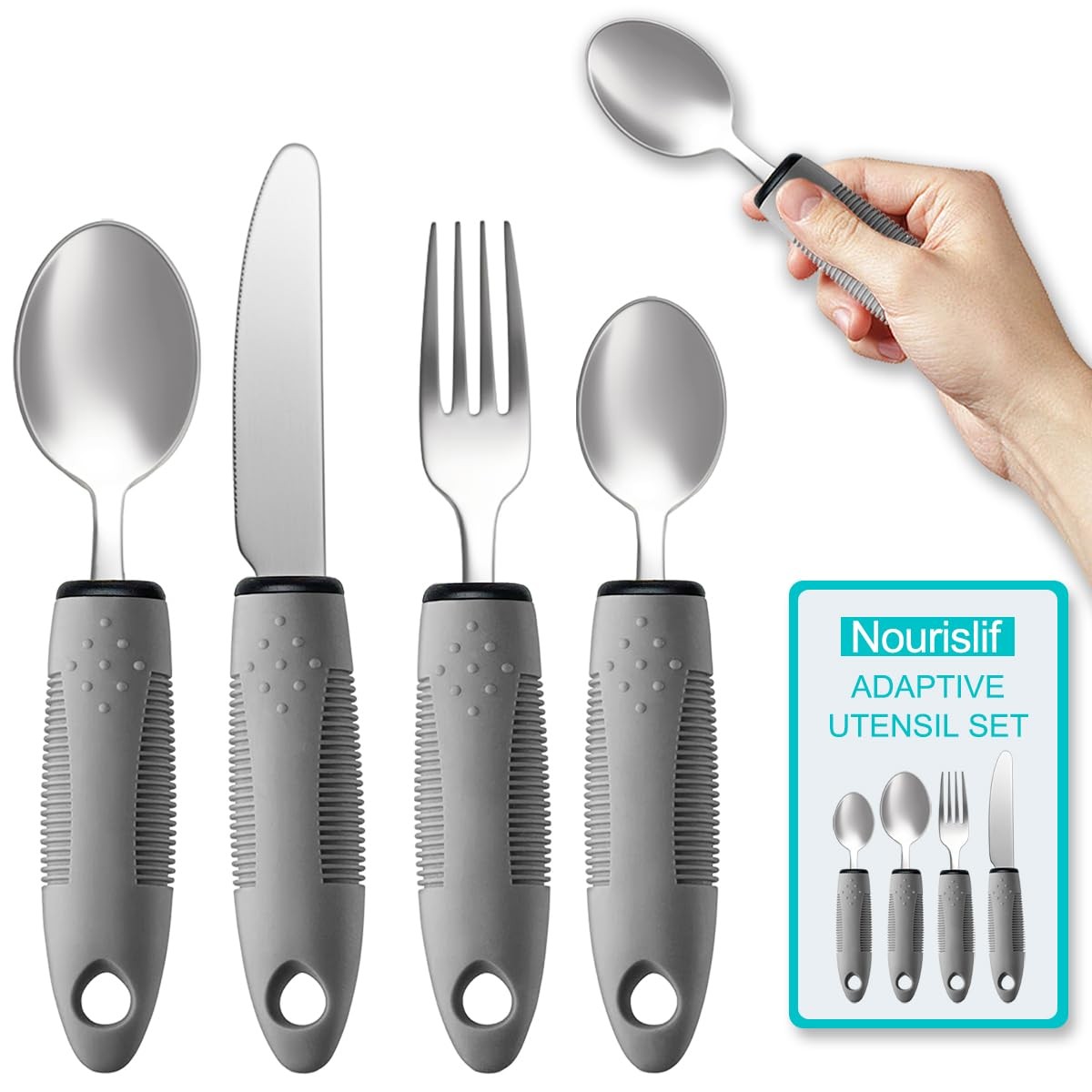 Adaptive Utensils, Adaptive Utensils 4pcs for Hand Tremors,Elderly, Arthritis