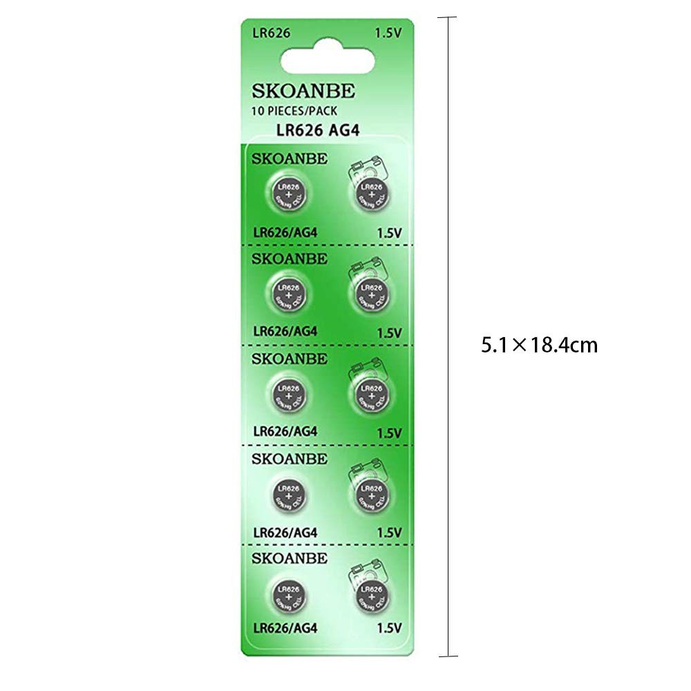 SKOANBE 50PCS SR626SW LR626 AG4 377 1.5V Button Coin 10 Count (Pack of 5)