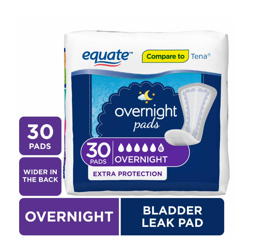 Equate Women’s Overnight Ultimate-Extra Coverage Incontinence Pads