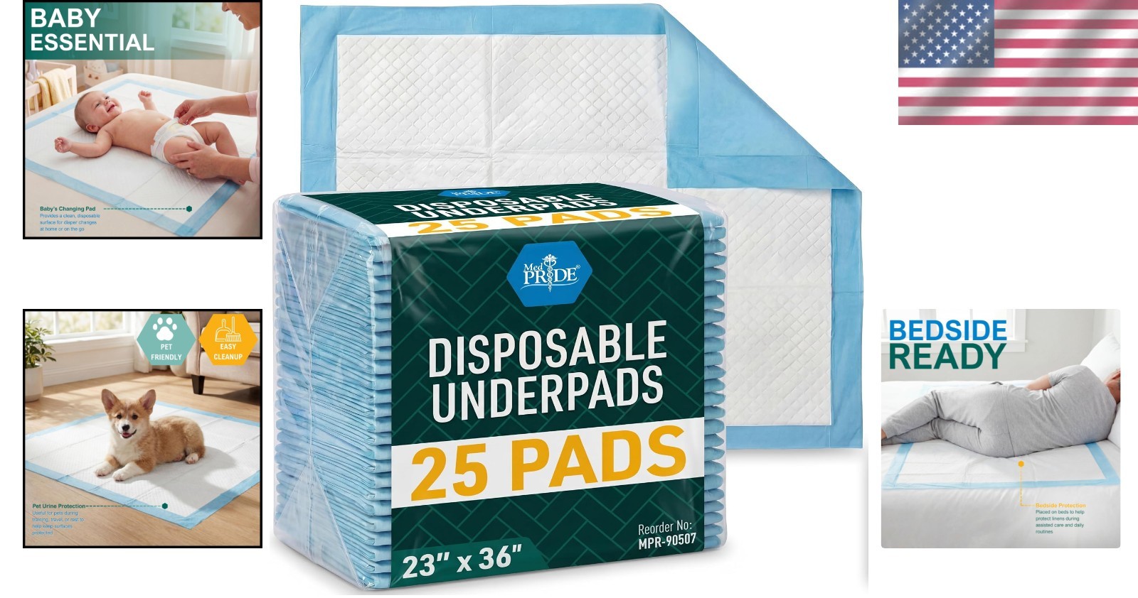 Super Absorbent Disposable Underpads 23×36 in – 25 Count for Incontinence Care