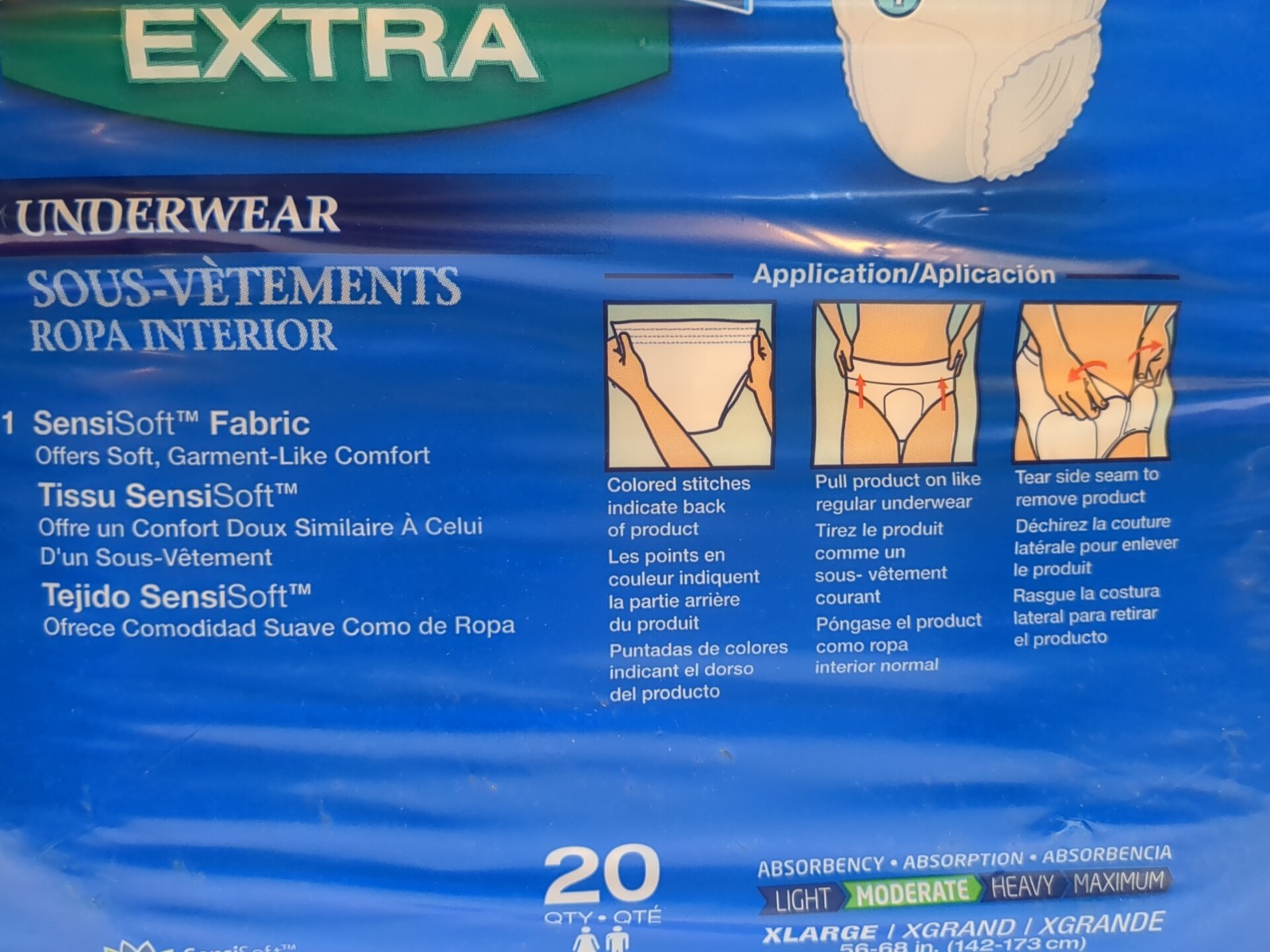 Size XL Pack of 20 Unisex Moderate Absorbency Adult Briefs by Fitright EXTRA