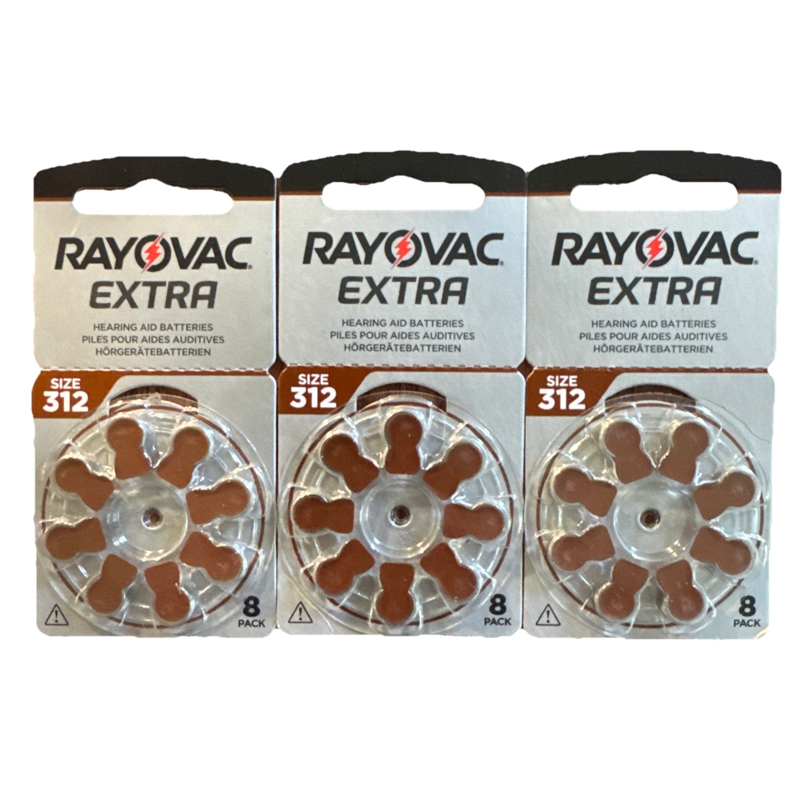 Lot of 3 Rayovac Extra Hearing Aid Batteries Size 312 8 Pack New 24 Total
