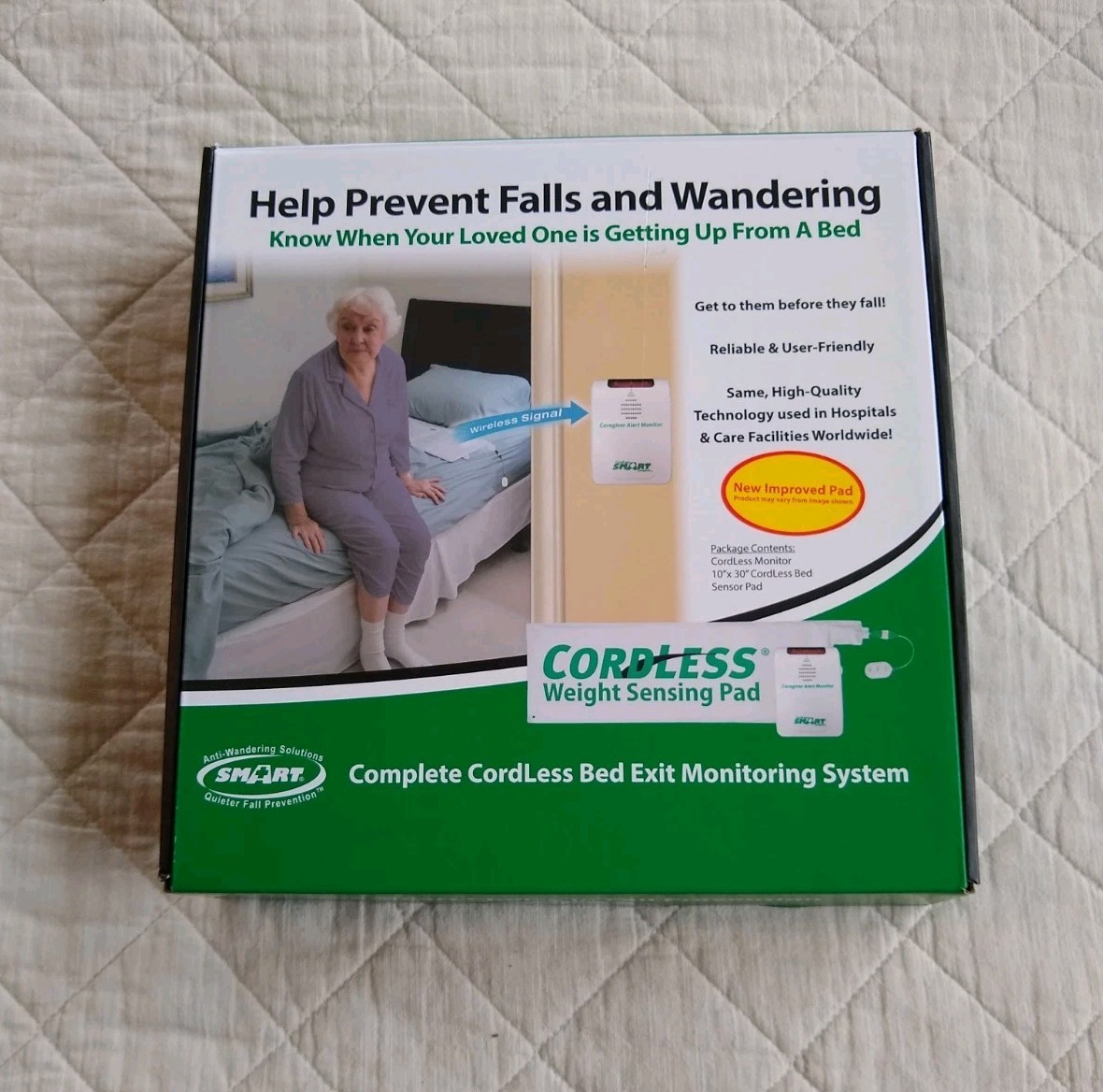 Smart Caregiver Cordless Bed Monitoring System Alarm & Sensing Pad Open Box