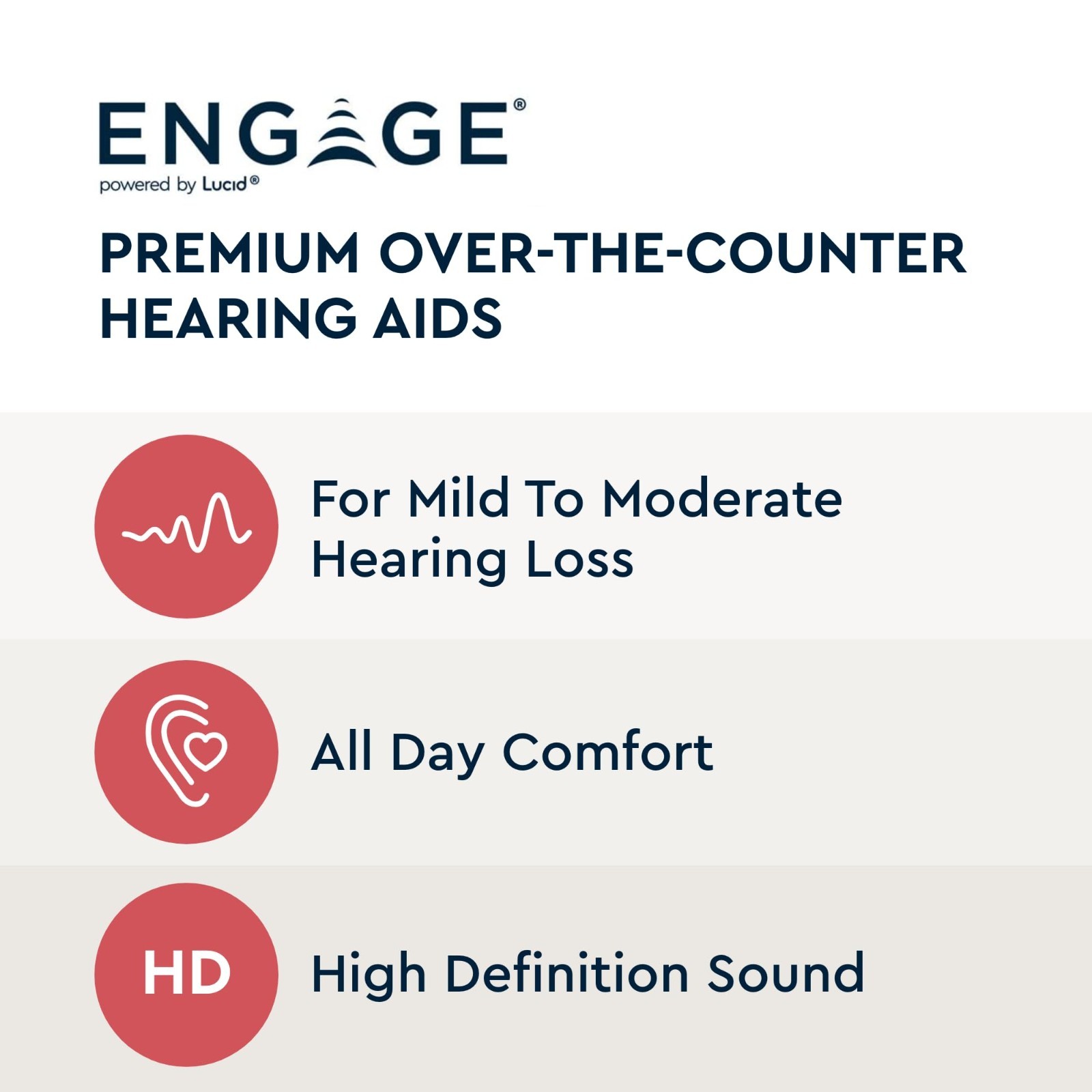 Lucid Hearing Engage Android Hearing Aids 10077 OTC Bluetooth BTE