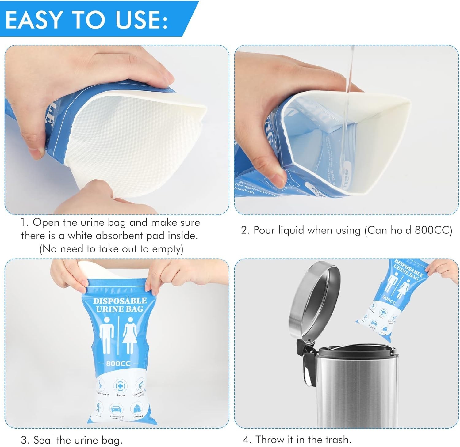Portable 12/24 Pack Urine Bags for Travel – Eco-Friendly and Hygienic Solution