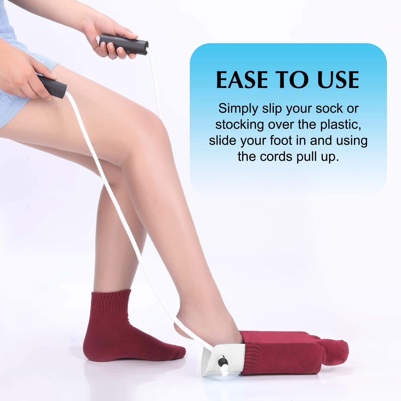 CAidRE Sock Aid – Wide 3.93″ with Foam Handles, Aide White