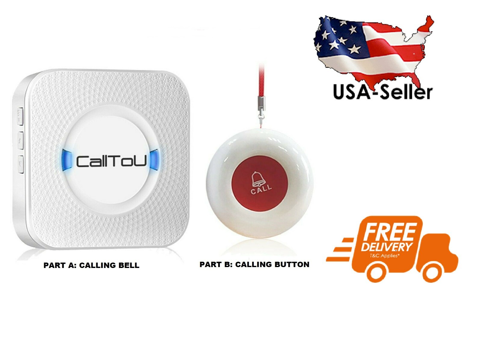 Wireless caregiver pager 1 chime vs 1 call button + FREE SHIPPING