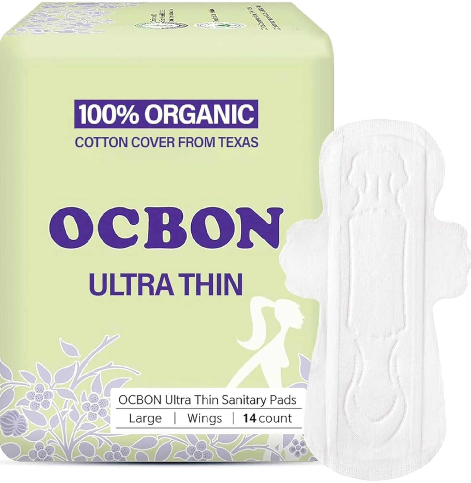 OCBON Unscented Ultra Thin Sanitary Pads (28 Count, 28 Count (Pack of 1)