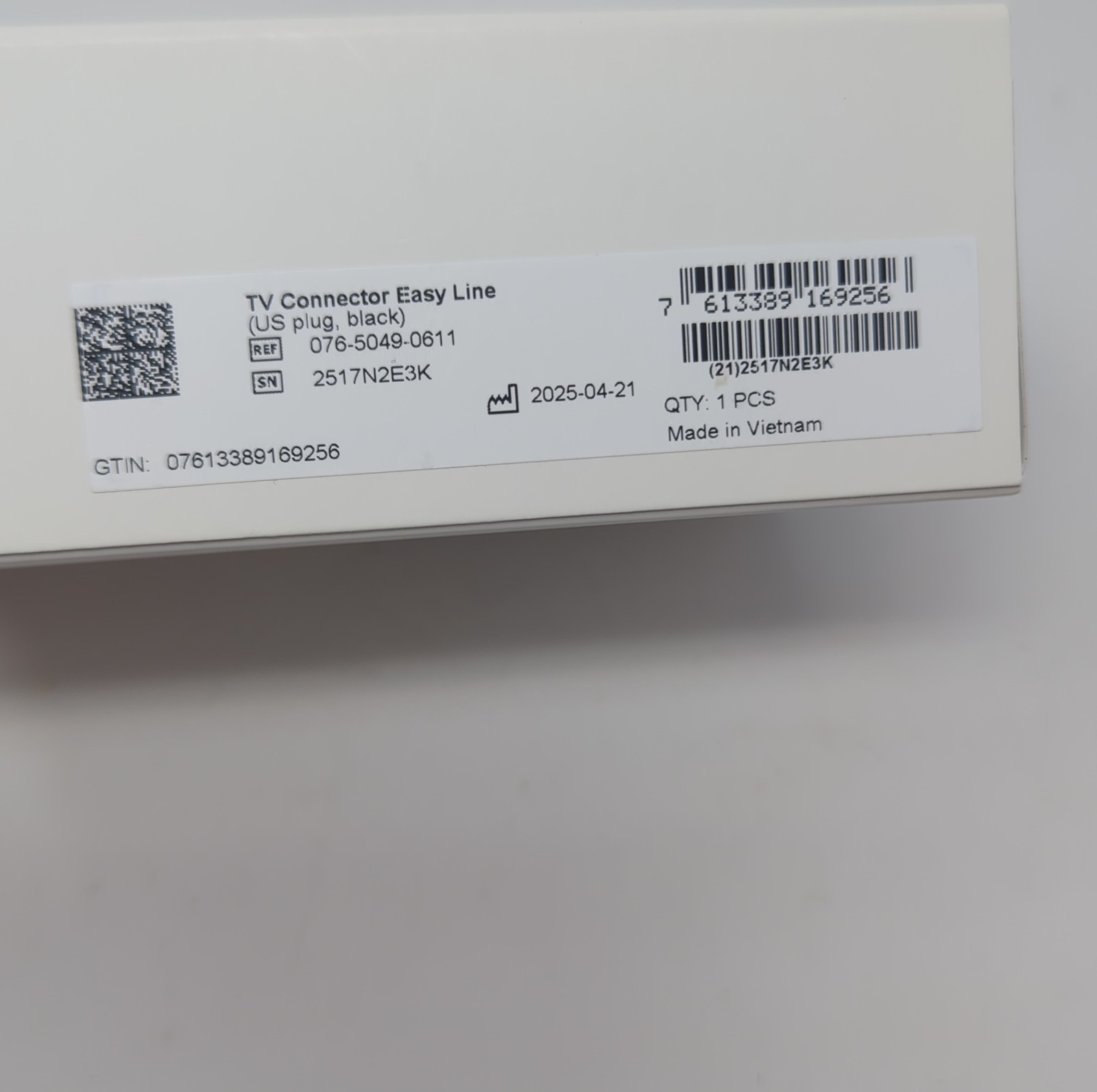 Easy Line TV Connector for Hearing Aid, Black OPEN BOX