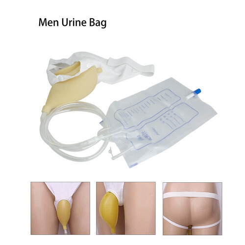 US# Elderly Male Urinal Leg Bag 1000ml Urine Funnel Pee Holder Collector Set