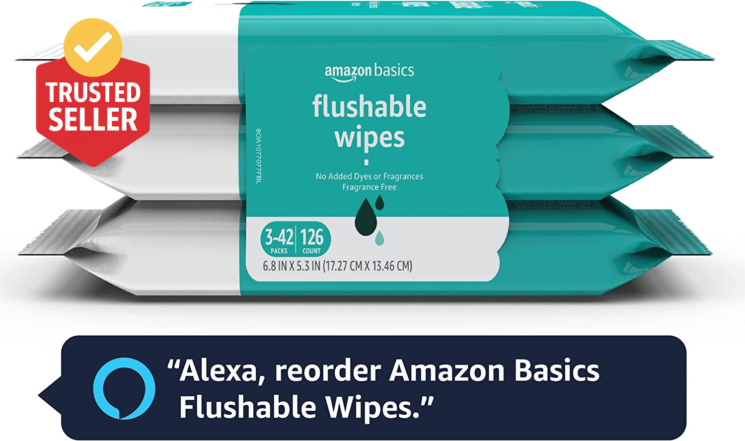 Adult Wet Wipes Flushable Formulated without Fragrance, 126 Count (3 Packs of 42