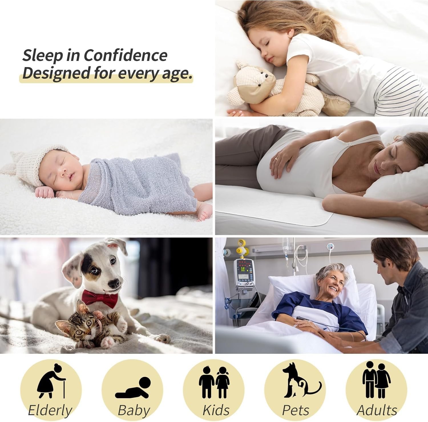 Eco-Friendly Waterproof Bed Pads – 34”x52” for Adults, Kids, and Pets (2 Pack)