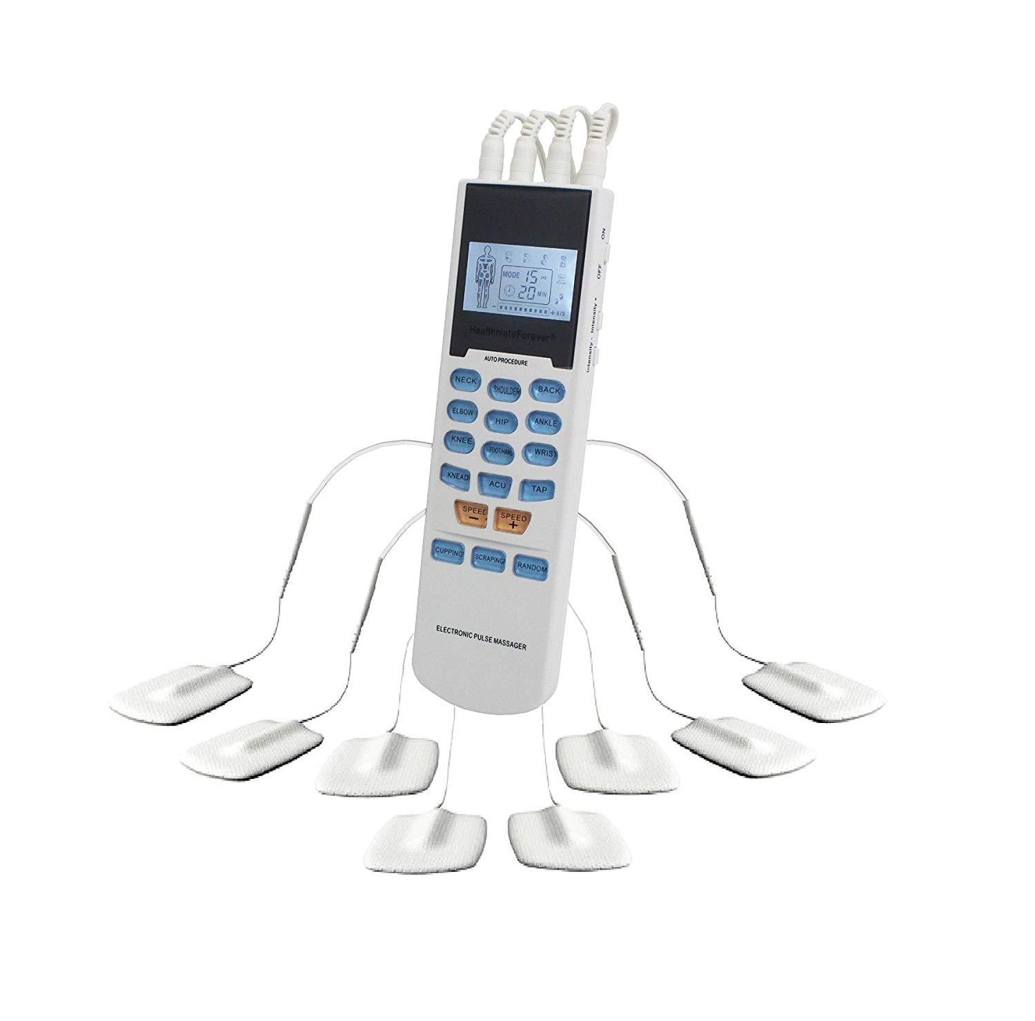 FDA cleared OTC YK15AB TENS unit with 4 outputs, apply 8 pads at the same time,