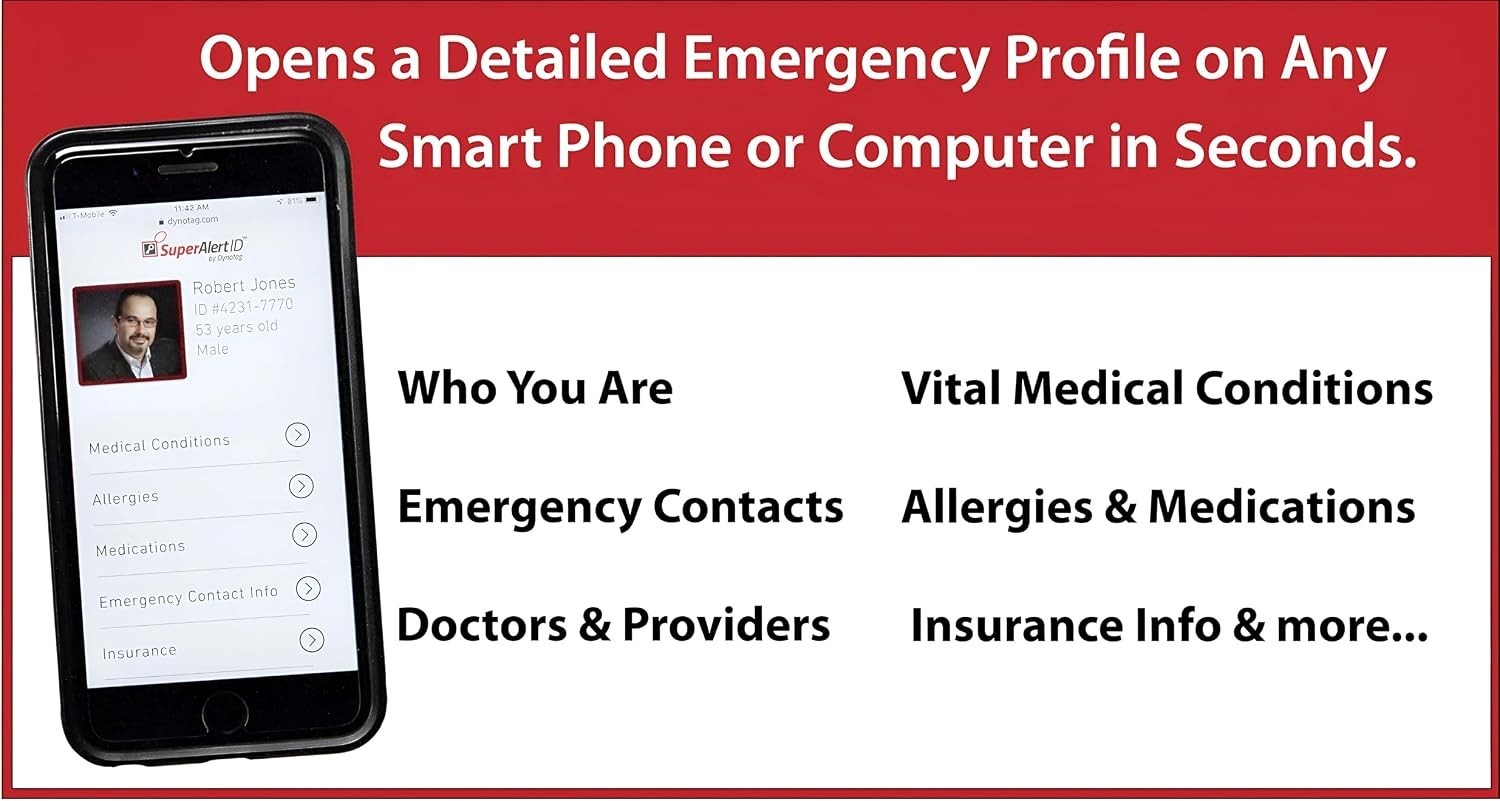 SuperAlert Medical Alert Pendant for Men & Women | Smart Medical ID with Deta…