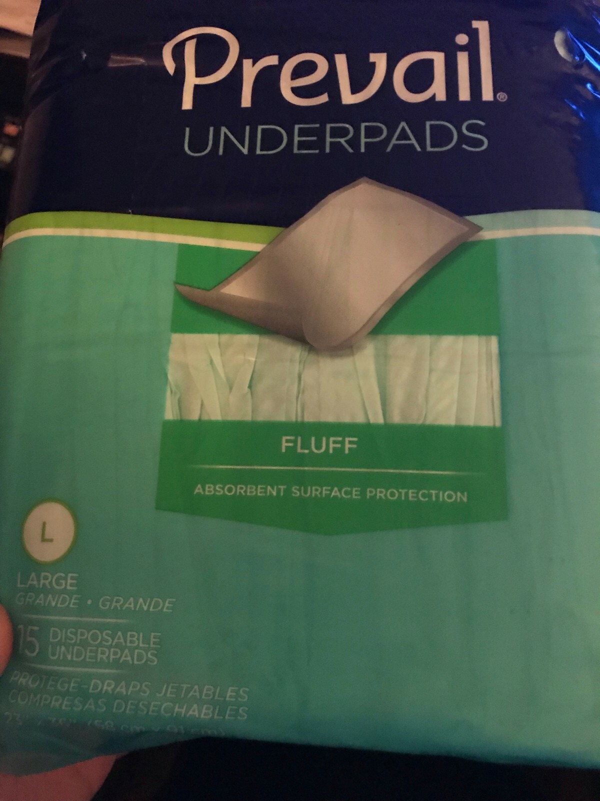 Underpad Prevail, 23 X 36 Inch, Moderate Absorbency, 15 packs –