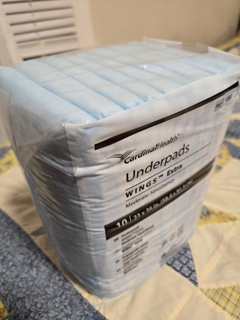 Moderate absorbency Underpads, Disposable, pack of 10 pads of 23′ x 36′,Seniors