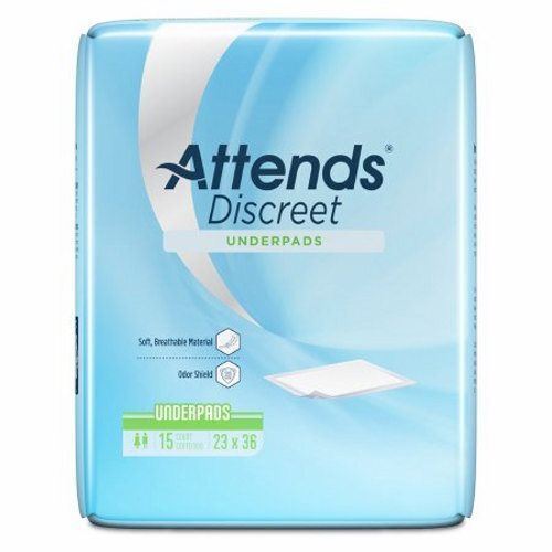 Underpad Attends Discreet 23 X 36 Inch Disposable Polymer Light Absorbency Count