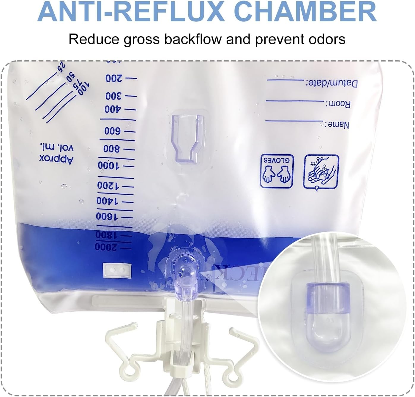 Convenient 5 Pack 2000mL Disposable Urine Bags with 48″ Kink-Resistant Tube