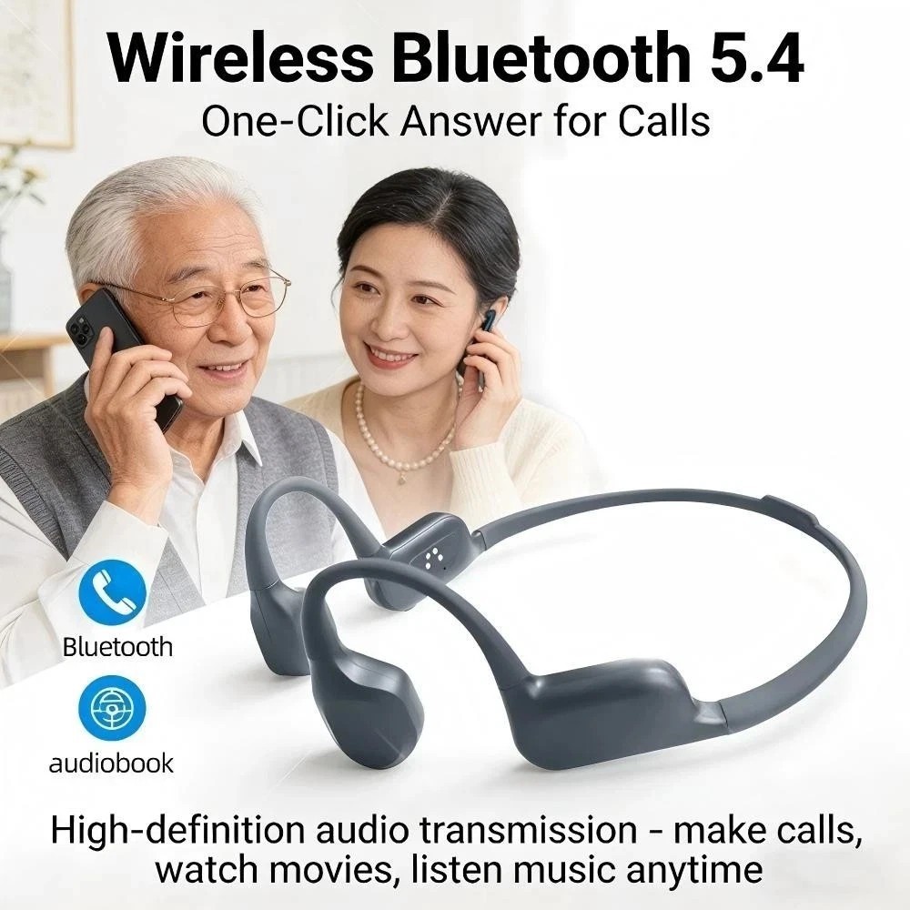 Bluetooth 5.4 Bone Conduction Hearing Aid for Seniors Noise Reduction Rechargeab