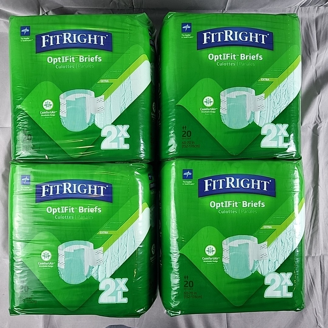 Extra Cloth-Like Adult Incontinence Briefs, Size 2XL, for Waist Size 60″-70″